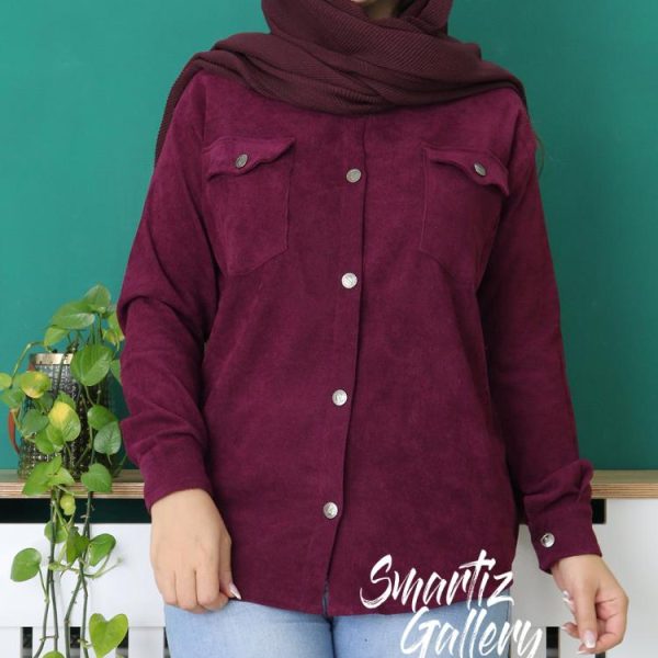 شومیز مخمل کبریتی دو جیب